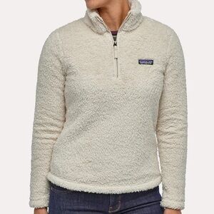 PATAGONIA Women's Los Gatos 1/4 Zip Ivory Cream Pullover Deep pile fleece M